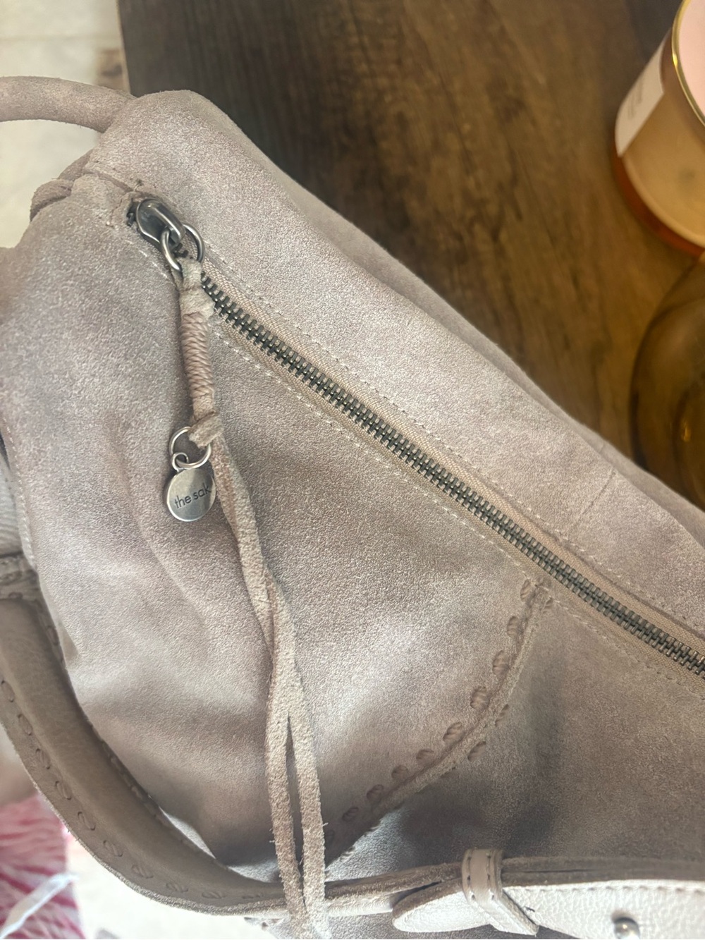 The Sak Los Feliz Suede Soft Brown Tan Leather Hobo Shoulder Bag - Picture 10 of 13
